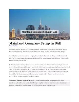 mainland company setup in uae march 17 2020