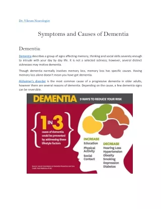 Symptoms and causes of dementia