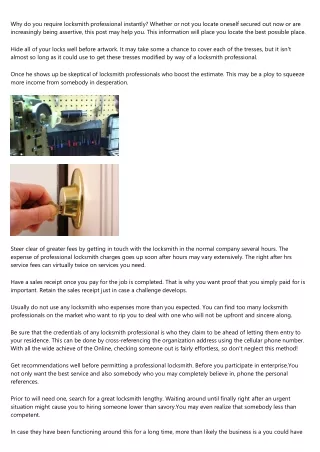 why do you require locksmith professional