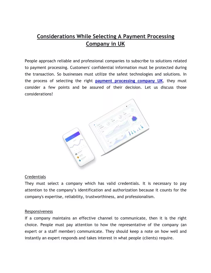 considerations while selecting a payment