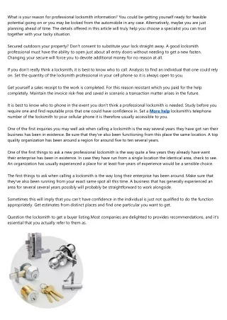what is your reason for professional locksmith