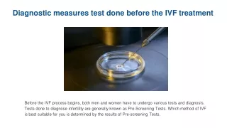 What are the tests indicated before the IVF treatment?