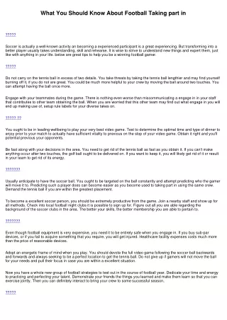 what you should know about football taking part in