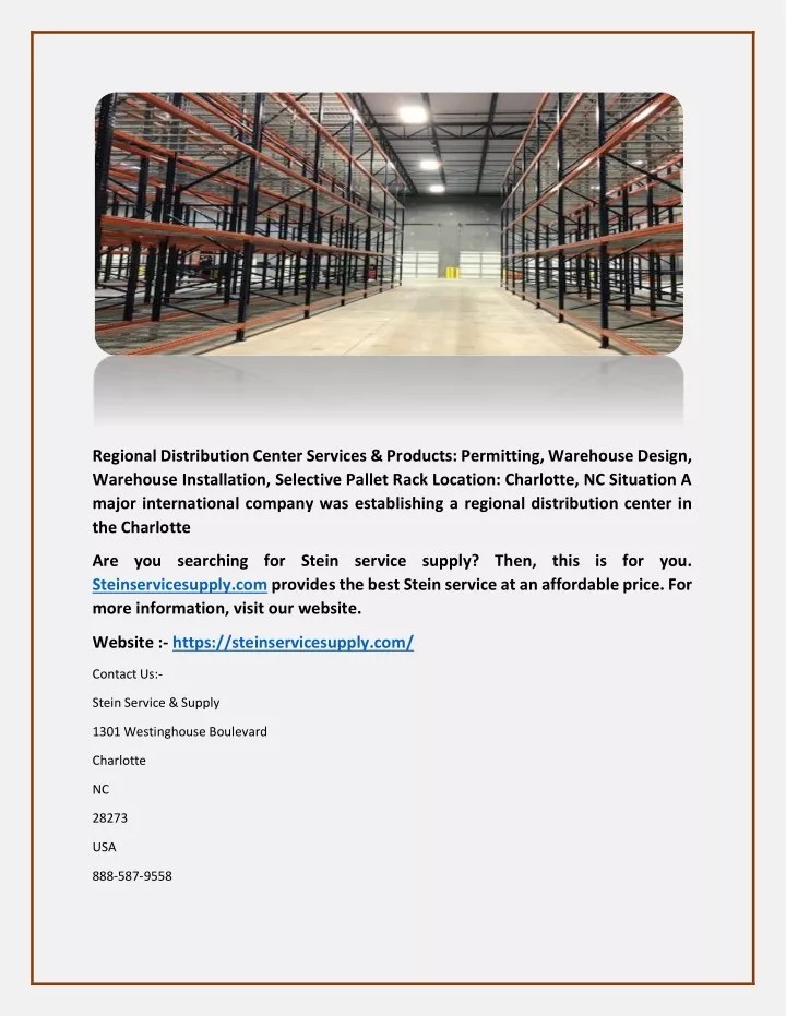 regional distribution center services products