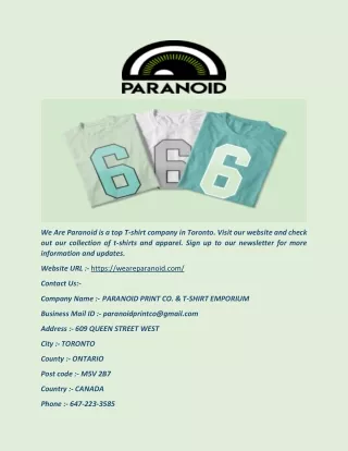we are paranoid is a top t shirt company