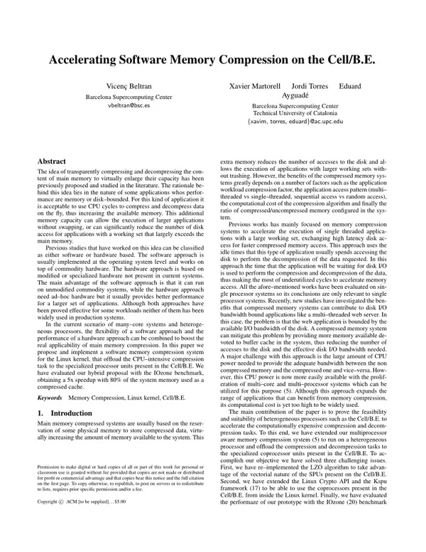 accelerating software memory compression
