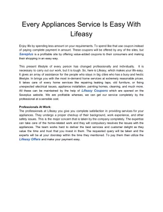 Every Appliances Service Is Easy With Lifeasy