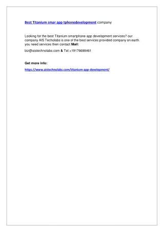 best titanium smar app tphonedevelopment company