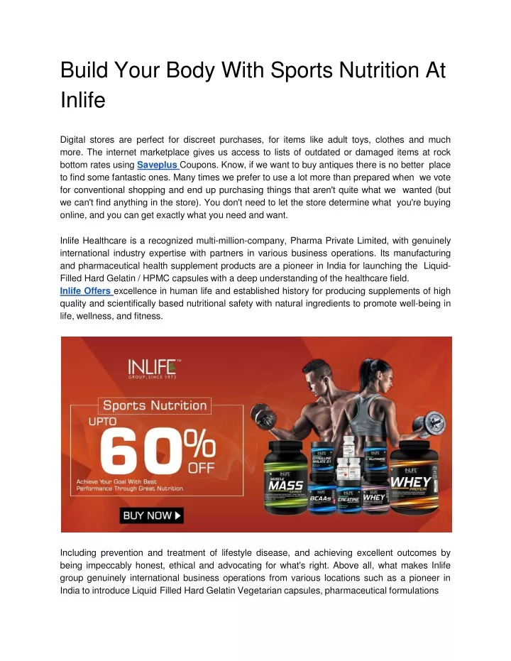 build your body with sports nutrition at inlife