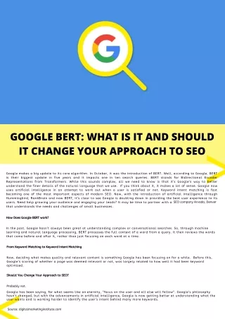 google bert what is it and should it change your