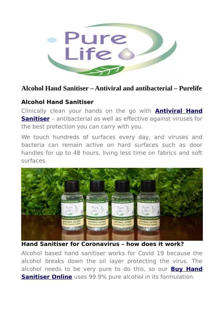 alcohol hand sanitiser antiviral