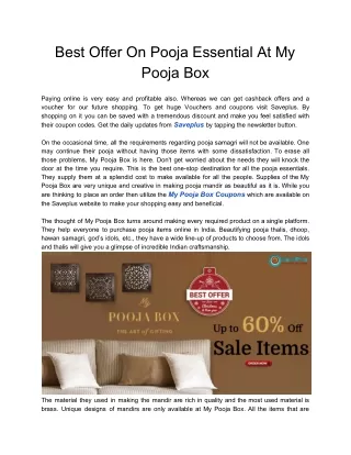 Best Offer On Pooja Essential At My Pooja Box