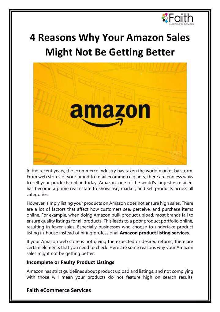 4 reasons why your amazon sales might