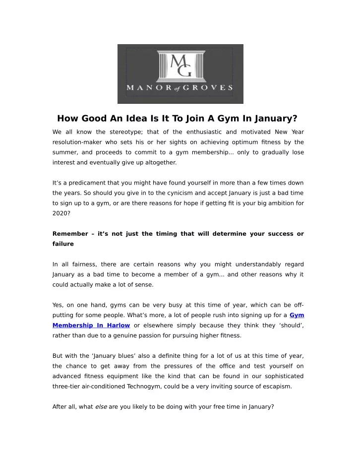 how good an idea is it to join a gym in january