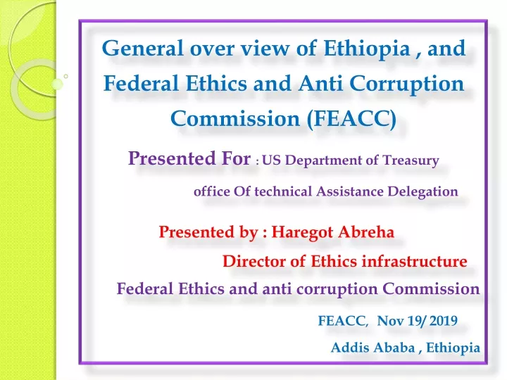 general over view of ethiopia and federal ethics