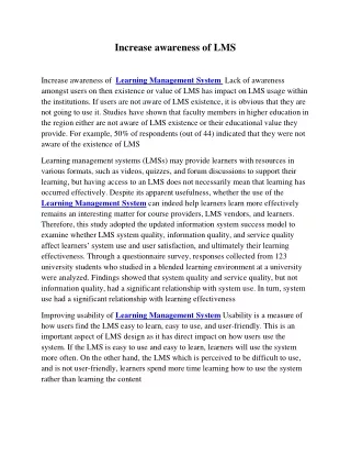 increase awareness of lms