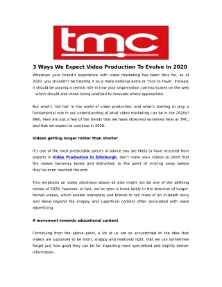 3 ways we expect video production to evolve