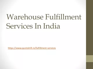 warehouse fulfillment services in india