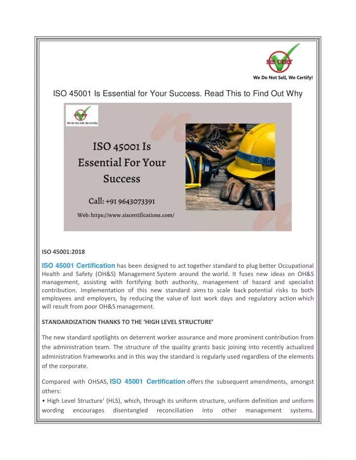 iso 45001 is essential for your success read this
