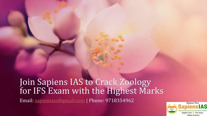 join sapiens ias to crack zoology for ifs exam with the highest marks