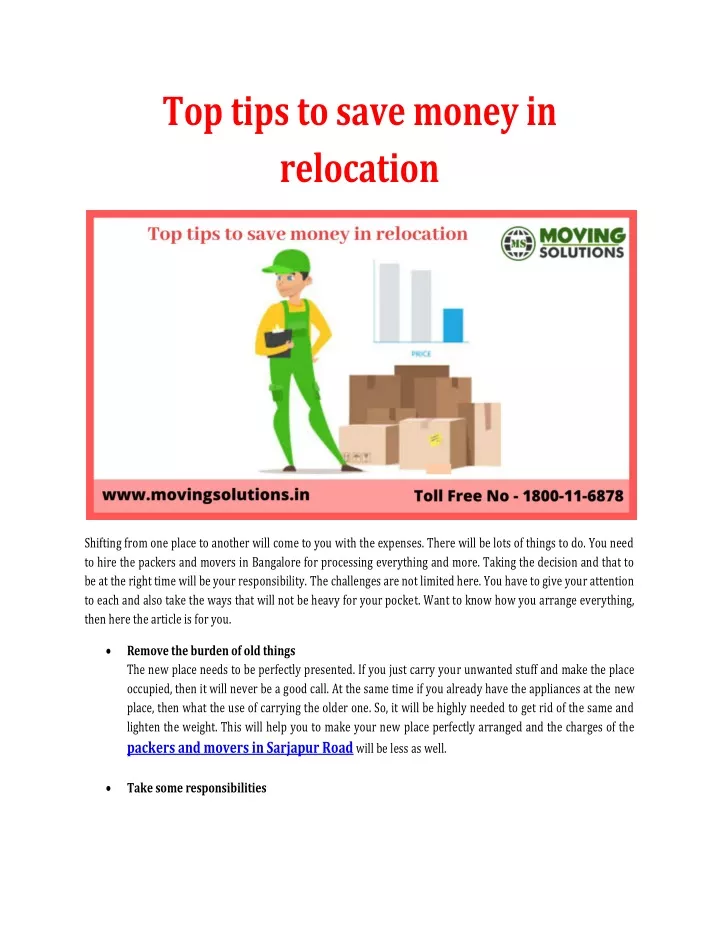 top tips to save money in relocation
