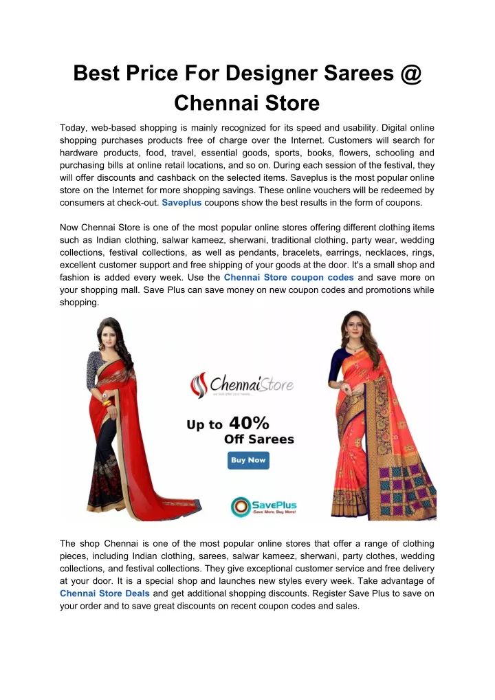 best price for designer sarees @ chennai store