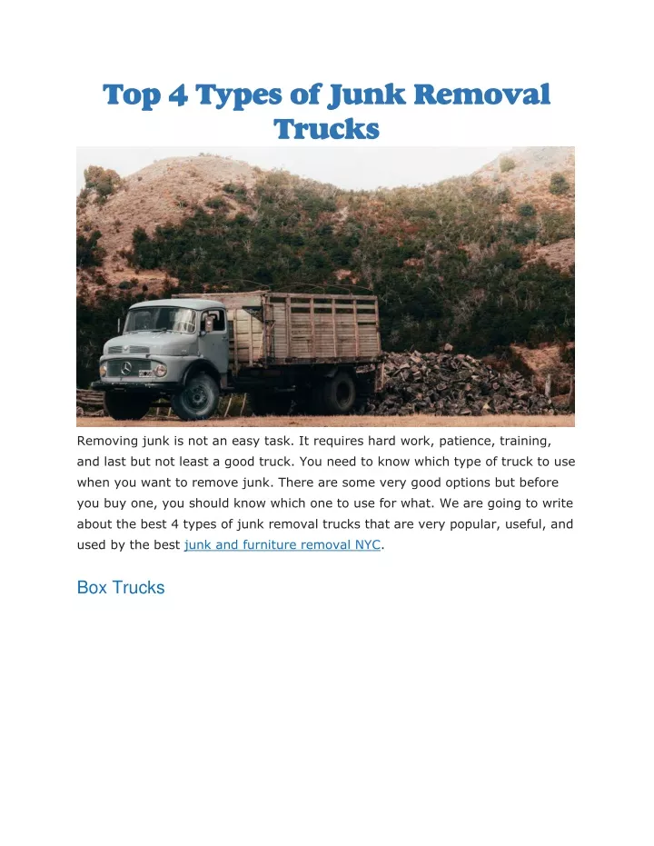 top 4 types of junk removal trucks