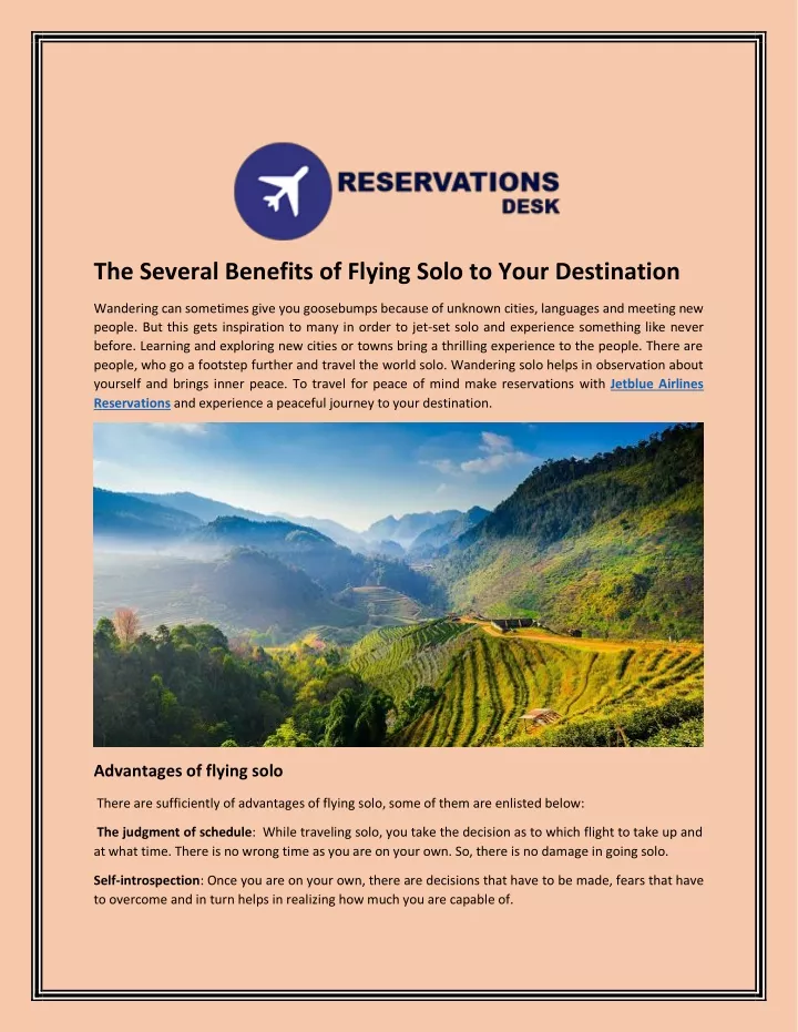 the several benefits of flying solo to your