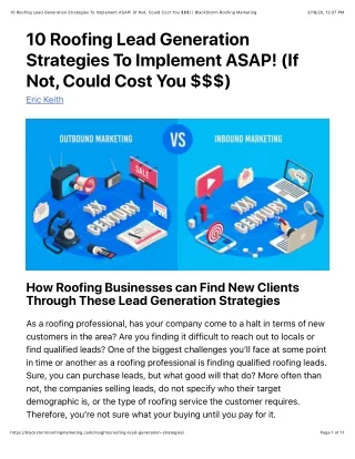 10 roofing lead generation strategies
