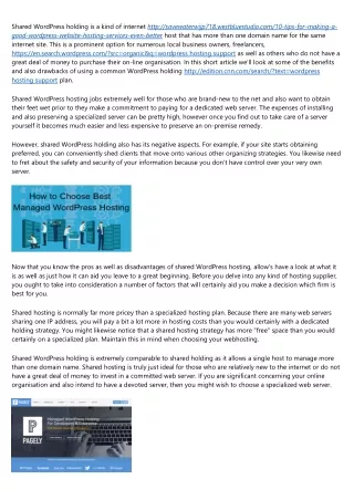 shared wordpress holding is a kind of internet