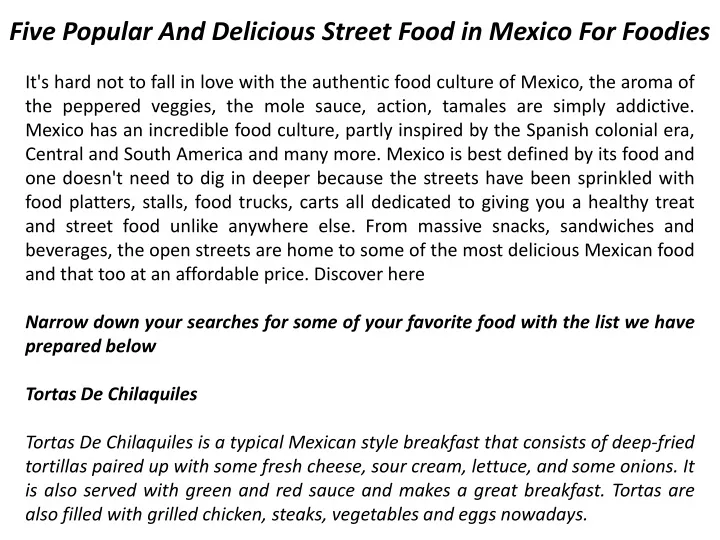 five popular and delicious street food in mexico for foodies