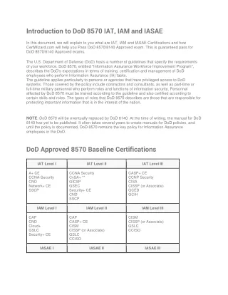 introduction to dod 8570 iat iam and iasae