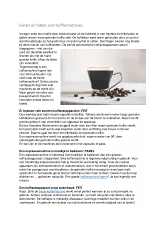 feiten en fabels over koffiemachines vroeger