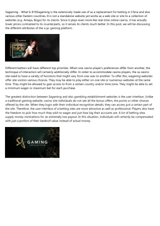 sagaming what is it sagaming is the extensively