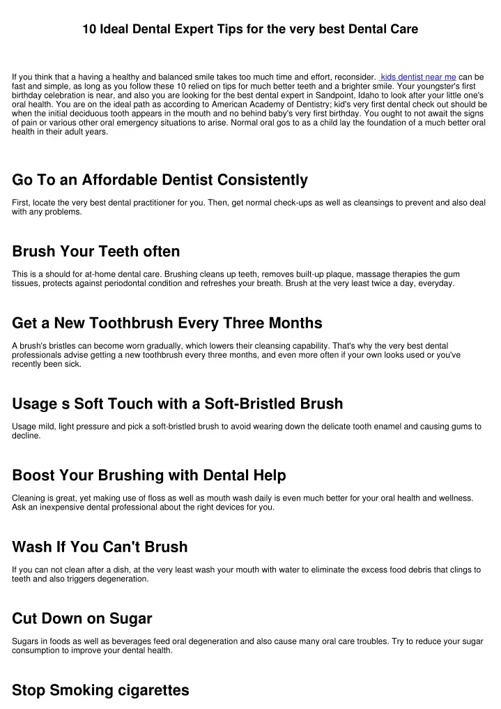 10 ideal dental expert tips for the very best