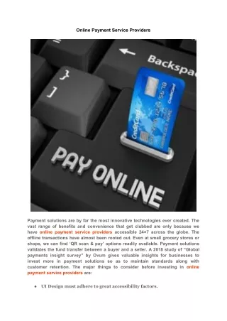 Online Payment Service Providers