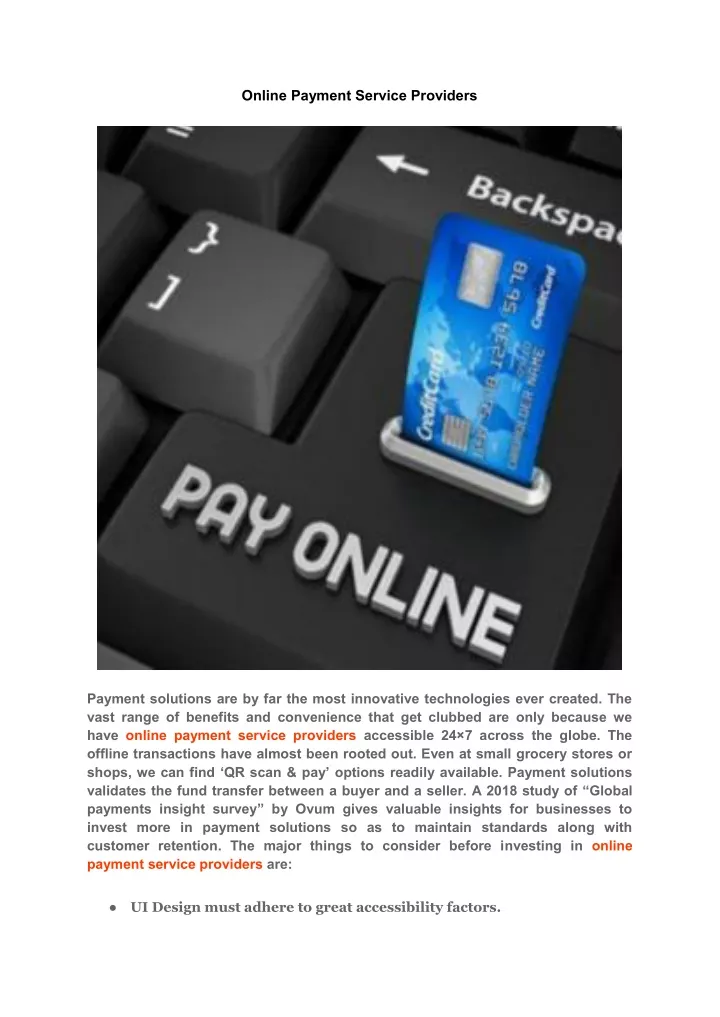 online payment service providers