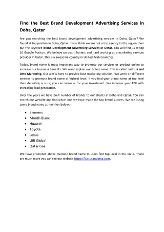 find the best brand development advertising