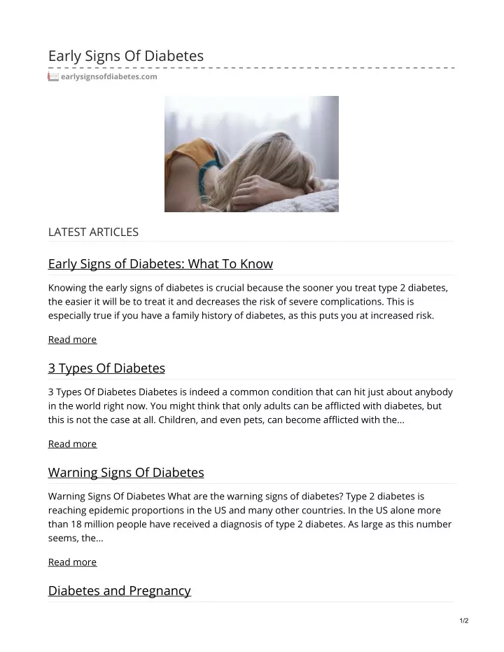 early signs of diabetes