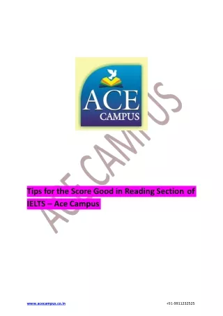 Tips for the Score Good in Reading Section of IELTS – Ace Campus