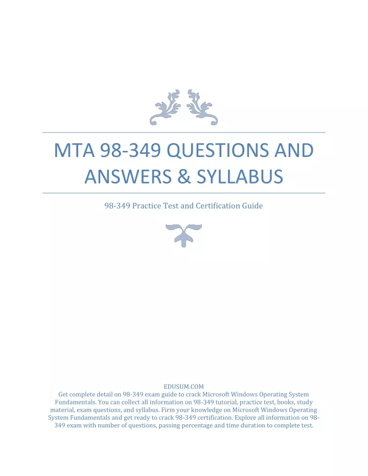 mta 98 349 questions and answers syllabus