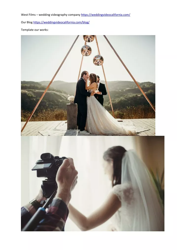west films wedding videography company https