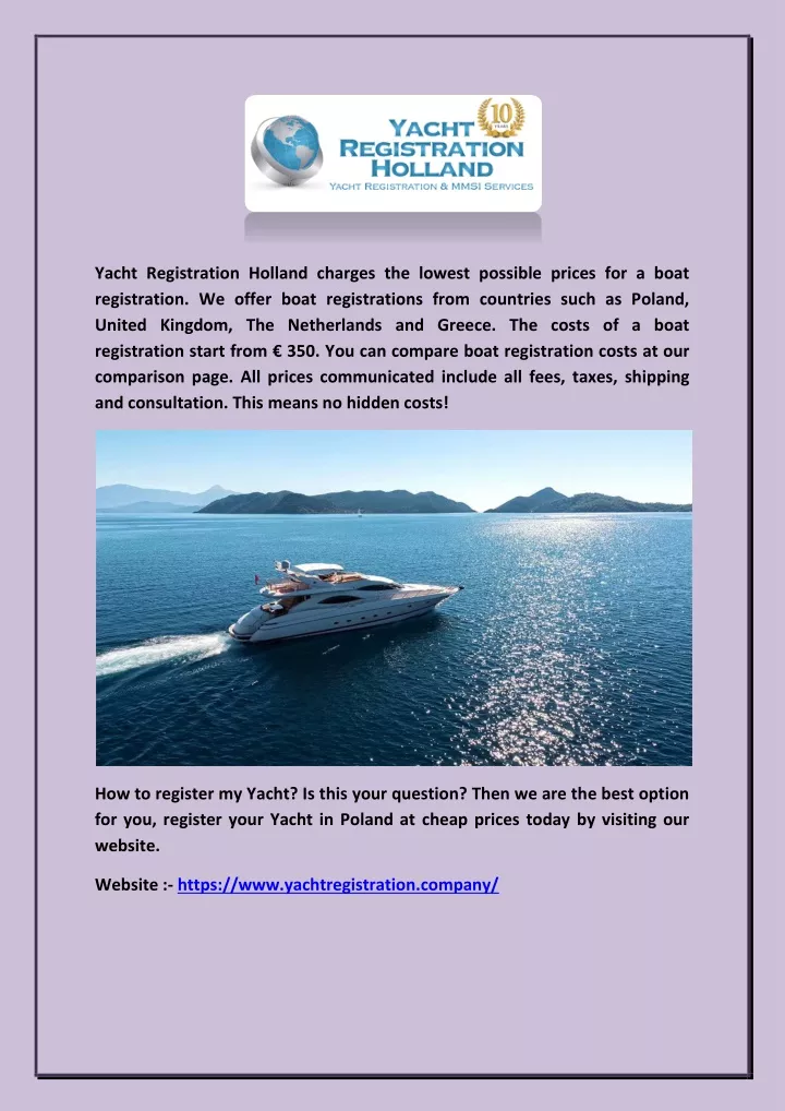 yacht registration holland charges the lowest
