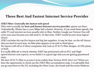 Three Best And Fastest Internet Service Provider