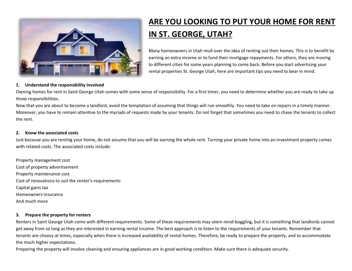 are you looking to put your home for rent