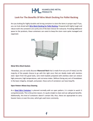 look for the benefits of wire mesh decking