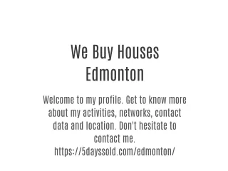We Buy Houses Edmonton
