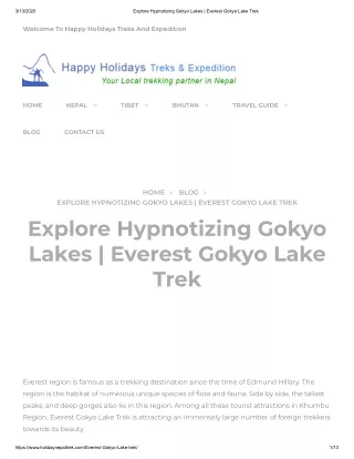 Explore Hypnotizing Gokyo Lakes | Everest Gokyo Lake Trek