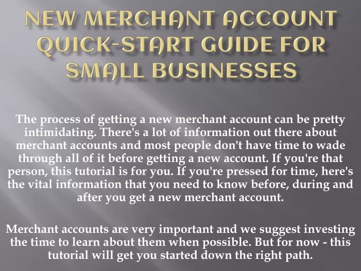 new merchant account quick start guide for small businesses