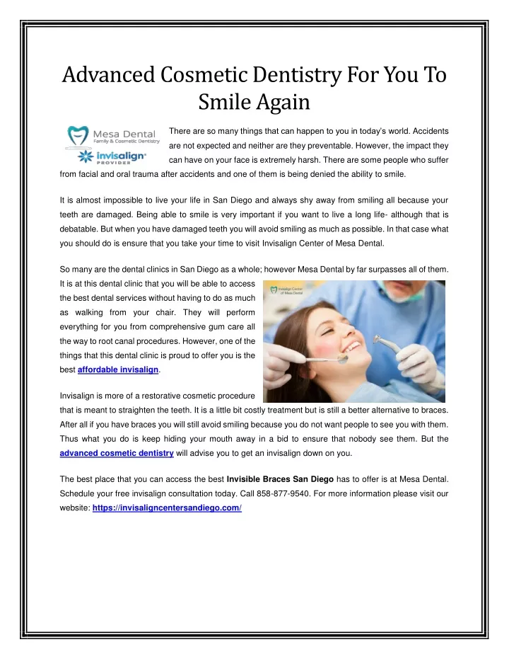 advanced cosmetic dentistry for you to smile again